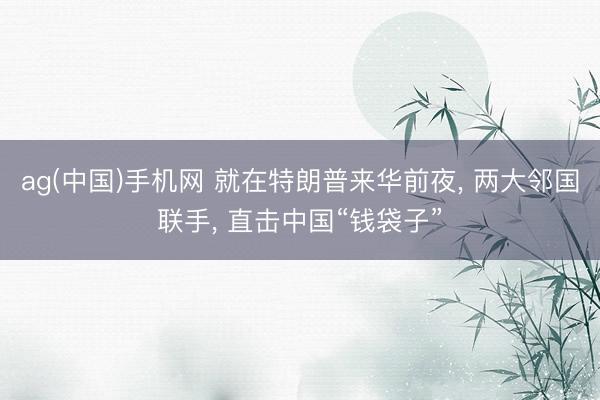 ag(中国)手机网 就在特朗普来华前夜， 两大邻国联手， 直击中国“钱袋子”