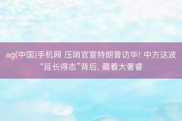 ag(中国)手机网 压哨官宣特朗普访华! 中方这波“延长得志”背后， 藏着大奢睿
