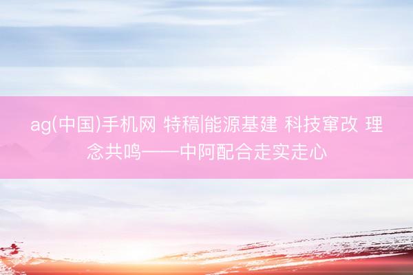 ag(中国)手机网 特稿|能源基建 科技窜改 理念共鸣——中阿配合走实走心