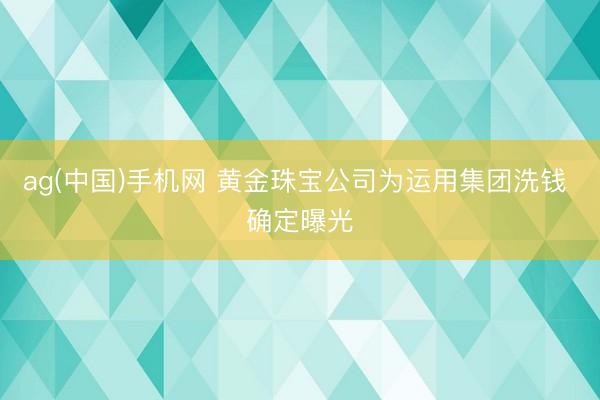 ag(中国)手机网 黄金珠宝公司为运用集团洗钱 确定曝光