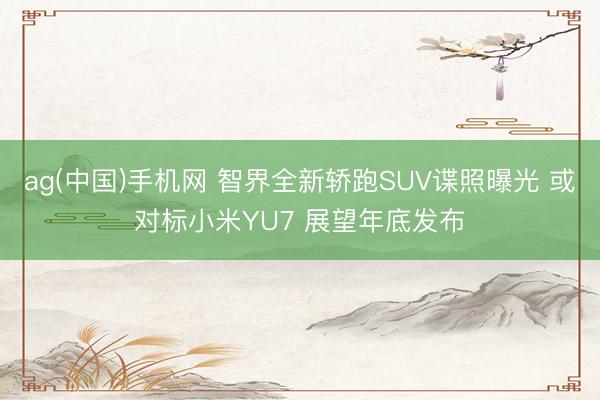 ag(中国)手机网 智界全新轿跑SUV谍照曝光 或对标小米YU7 展望年底发布