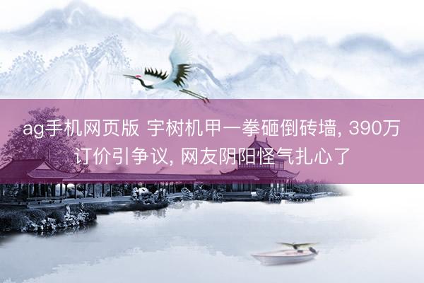 ag手机网页版 宇树机甲一拳砸倒砖墙， 390万订价引争议， 网友阴阳怪气扎心了