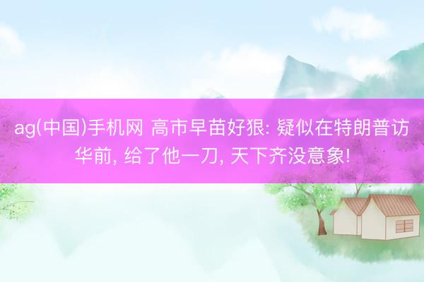 ag(中国)手机网 高市早苗好狠: 疑似在特朗普访华前， 给了他一刀， 天下齐没意象!
