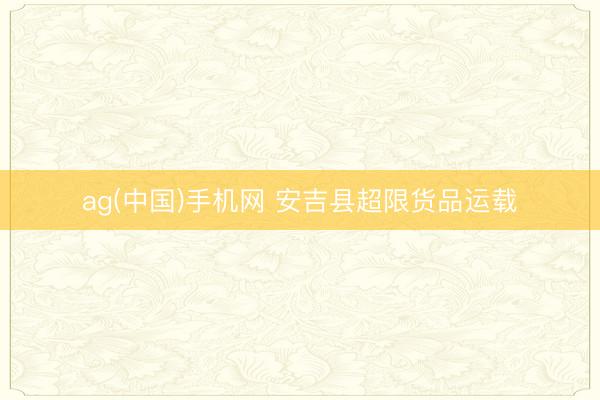 ag(中国)手机网 安吉县超限货品运载