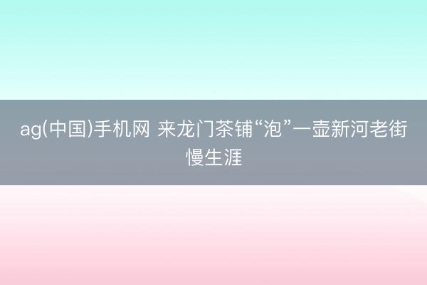 ag(中国)手机网 来龙门茶铺“泡”一壶新河老街慢生涯
