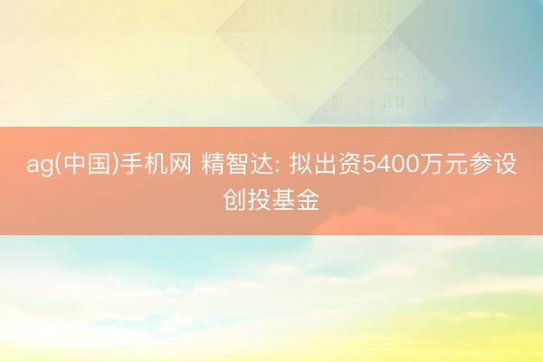 ag(中国)手机网 精智达: 拟出资5400万元参设创投基金