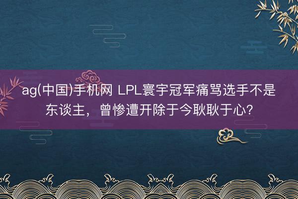 ag(中国)手机网 LPL寰宇冠军痛骂选手不是东谈主，曾惨遭开除于今耿耿于心？