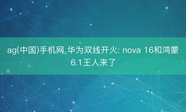 ag(中国)手机网 华为双线开火: nova 16和鸿蒙6.1王人来了
