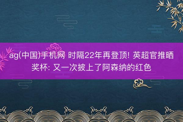 ag(中国)手机网 时隔22年再登顶! 英超官推晒奖杯: 又一次披上了阿森纳的红色