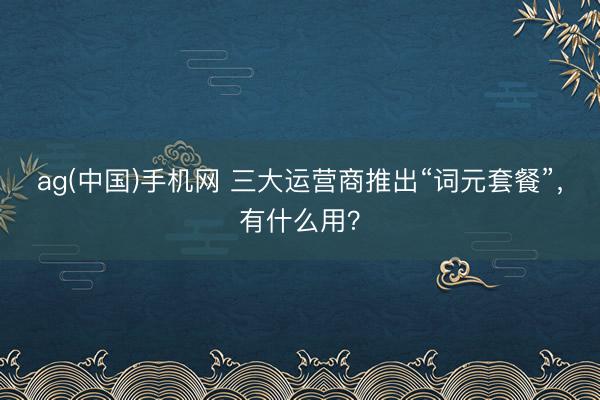 ag(中国)手机网 三大运营商推出“词元套餐”，有什么用？