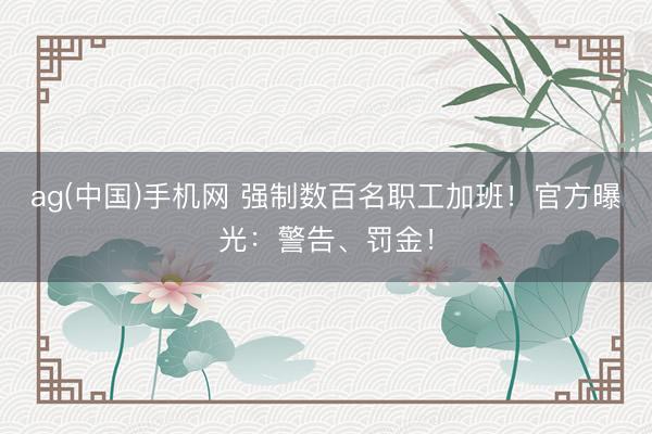 ag(中国)手机网 强制数百名职工加班！官方曝光：警告、罚金！