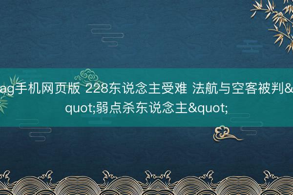 ag手机网页版 228东说念主受难 法航与空客被判&qu
