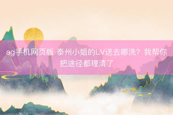ag手机网页版 泰州小姐的LV送去哪洗?我帮你把途径都理清了