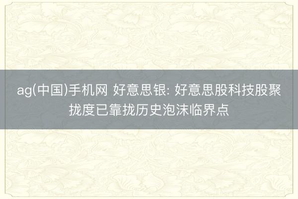 ag(中国)手机网 好意思银: 好意思股科技股聚拢度已靠拢历史泡沫临界点
