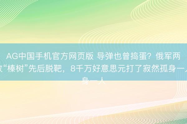 AG中国手机官方网页版 导弹也曾捣蛋？俄军两枚“榛树”先后脱靶，8千万好意思元打了寂然孤身一人
