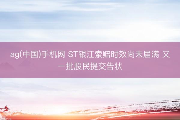 ag(中国)手机网 ST银江索赔时效尚未届满 又一批股民提交告状