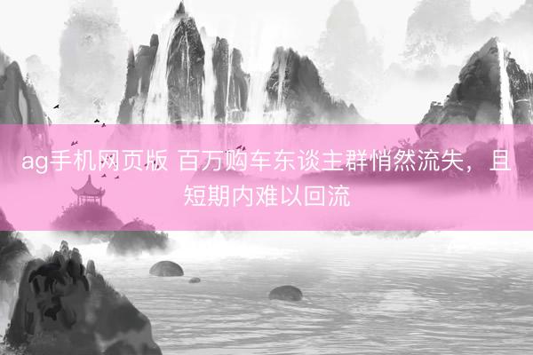ag手机网页版 百万购车东谈主群悄然流失，且短期内难以回流
