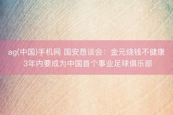ag(中国)手机网 国安恳谈会:金元烧钱不健康 3年内要成为中国首个事业足球俱乐部
