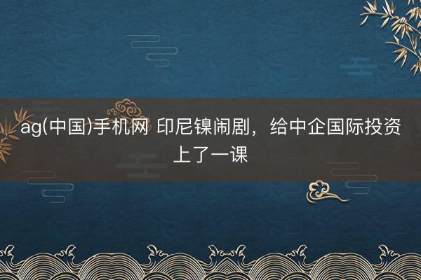 ag(中国)手机网 印尼镍闹剧，给中企国际投资上了一课