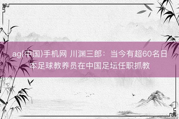ag(中国)手机网 川渊三郎：当今有超60名日本足球教养员在中国足坛任职抓教