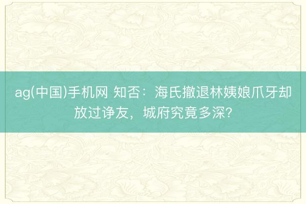 ag(中国)手机网 知否:海氏撤退林姨娘爪牙却放过诤友,城府究竟多深?