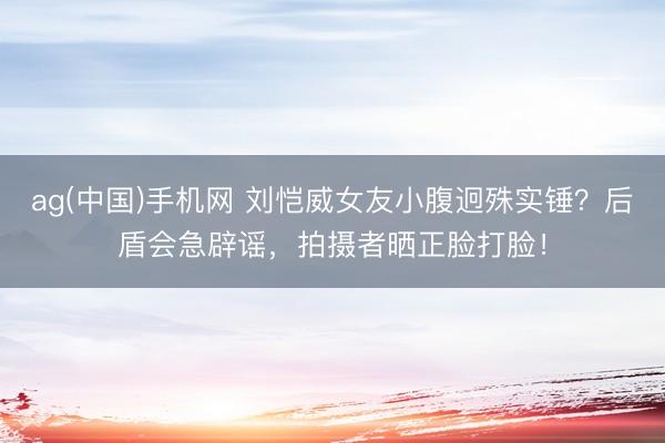 ag(中国)手机网 刘恺威女友小腹迥殊实锤？后盾会急辟谣，拍摄者晒正脸打脸！