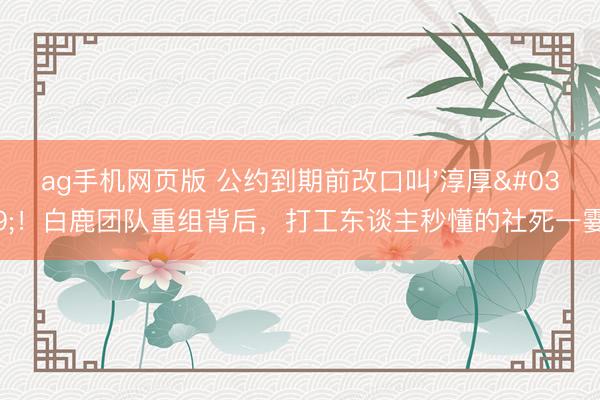 ag手机网页版 公约到期前改口叫'淳厚'！白鹿团队重组背后，打工东谈主秒懂的社死一霎