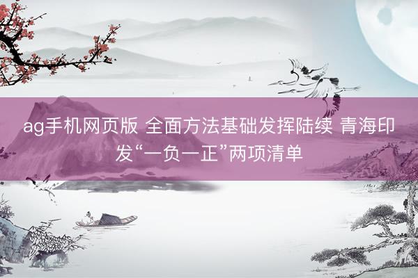 ag手机网页版 全面方法基础发挥陆续 青海印发“一负一正”两项清单