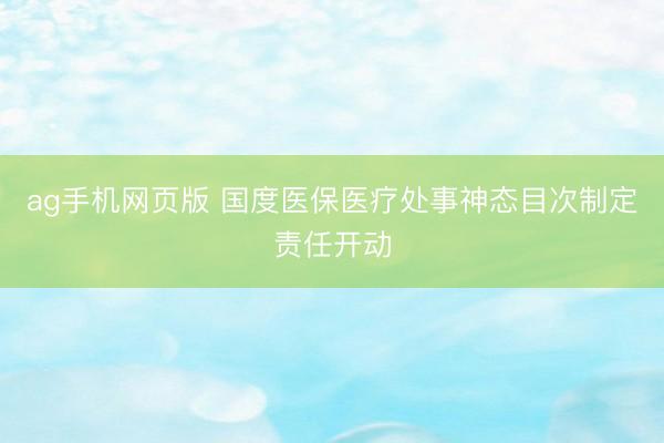 ag手机网页版 国度医保医疗处事神态目次制定责任开动