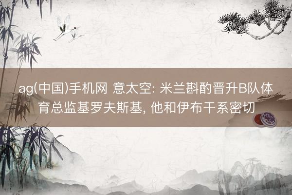 ag(中国)手机网 意太空: 米兰斟酌晋升B队体育总监基罗夫斯基, 他和伊布干系密切