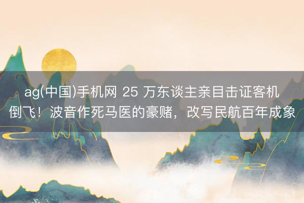 ag(中国)手机网 25 万东谈主亲目击证客机倒飞!波音作死马医的豪赌,改写民航百年成象