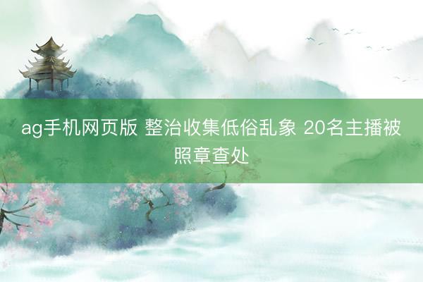 ag手机网页版 整治收集低俗乱象 20名主播被照章查处