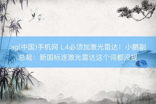 ag(中国)手机网 L4必须加激光雷达!小鹏副总裁:新国标连激光雷达这个词都没提