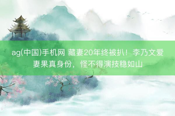ag(中国)手机网 藏妻20年终被扒!李乃文爱妻果真身份,怪不得演技稳如山